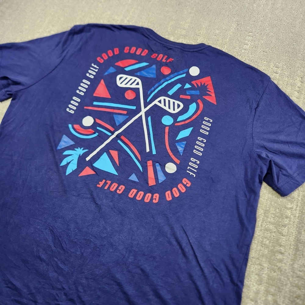 Good Good Golf Shirt Men XL Beach Tee Blue Graphic Cotton Blend